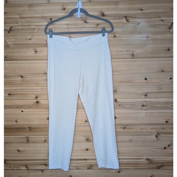 Eileen Fisher Pants Medium Ivory Knit Straight Leg Casual Career - Picture 1 of 8